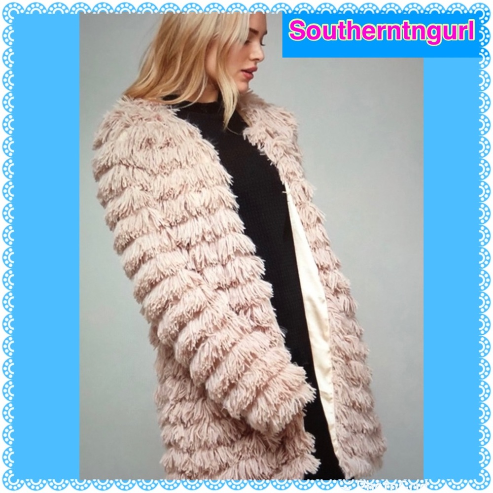 NWT FANTASTIC FAWN Long Sleeve Shag Faux Fur Jacket/ Coat